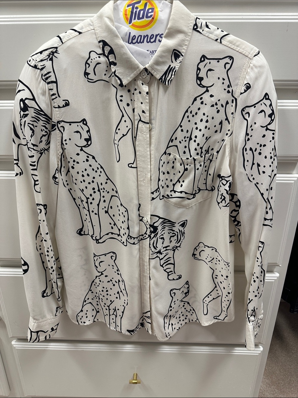 Rails Kathryn Ivory Wild Cats Button Front Shirt with